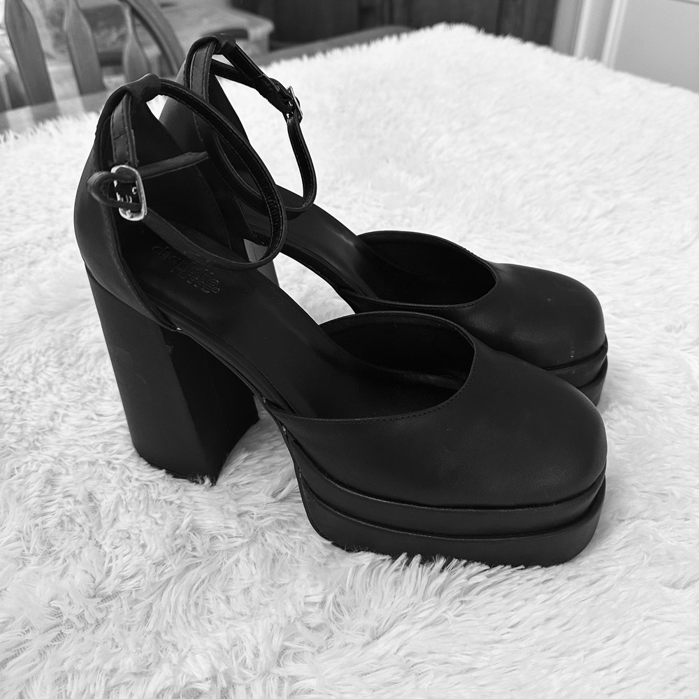 Charlotte Russe Womens Black Double Platform Chunky Block Heel Pumps Size‎ 10